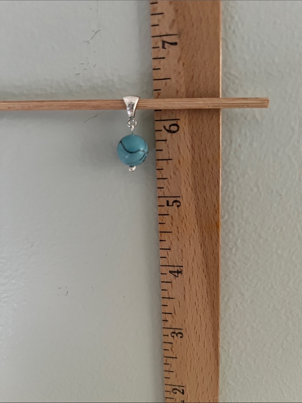 Turquoise Bead Dangle Pendant in Sterling Silver - Picture 6 of 6